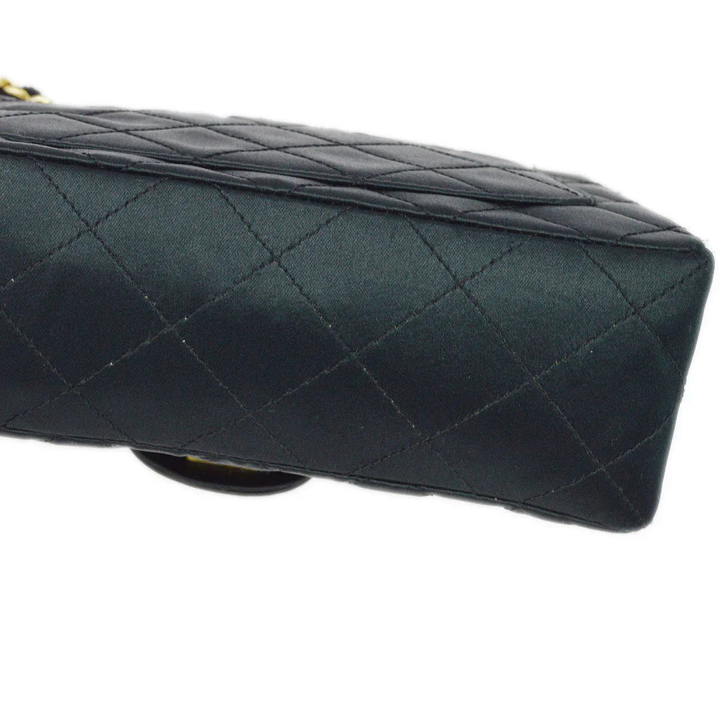 Chanel 1986-1988 Black Satin Mini Classic Square Flap Shoulder Bag 17