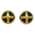 Chanel Button Earrings Clip-On Black Gold 94A