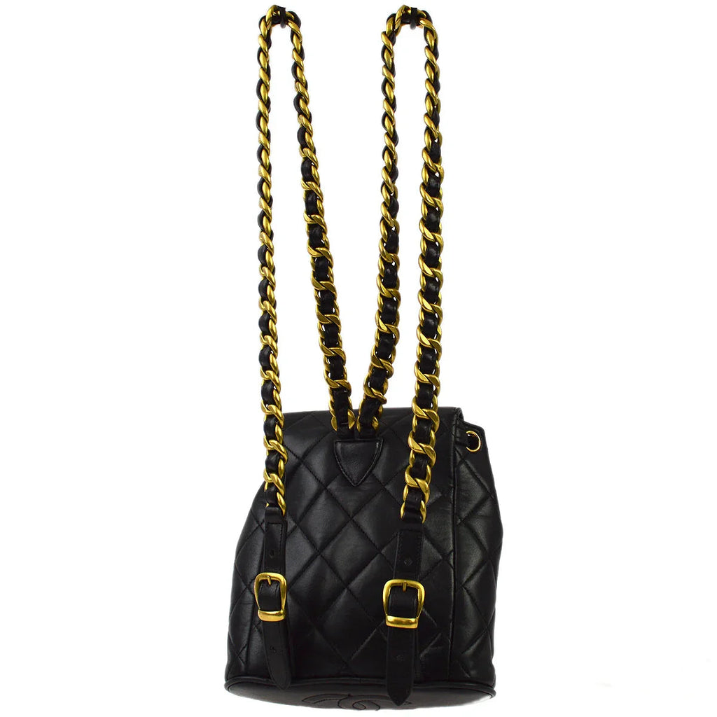 Chanel Black Lambskin Duma Backpack Small