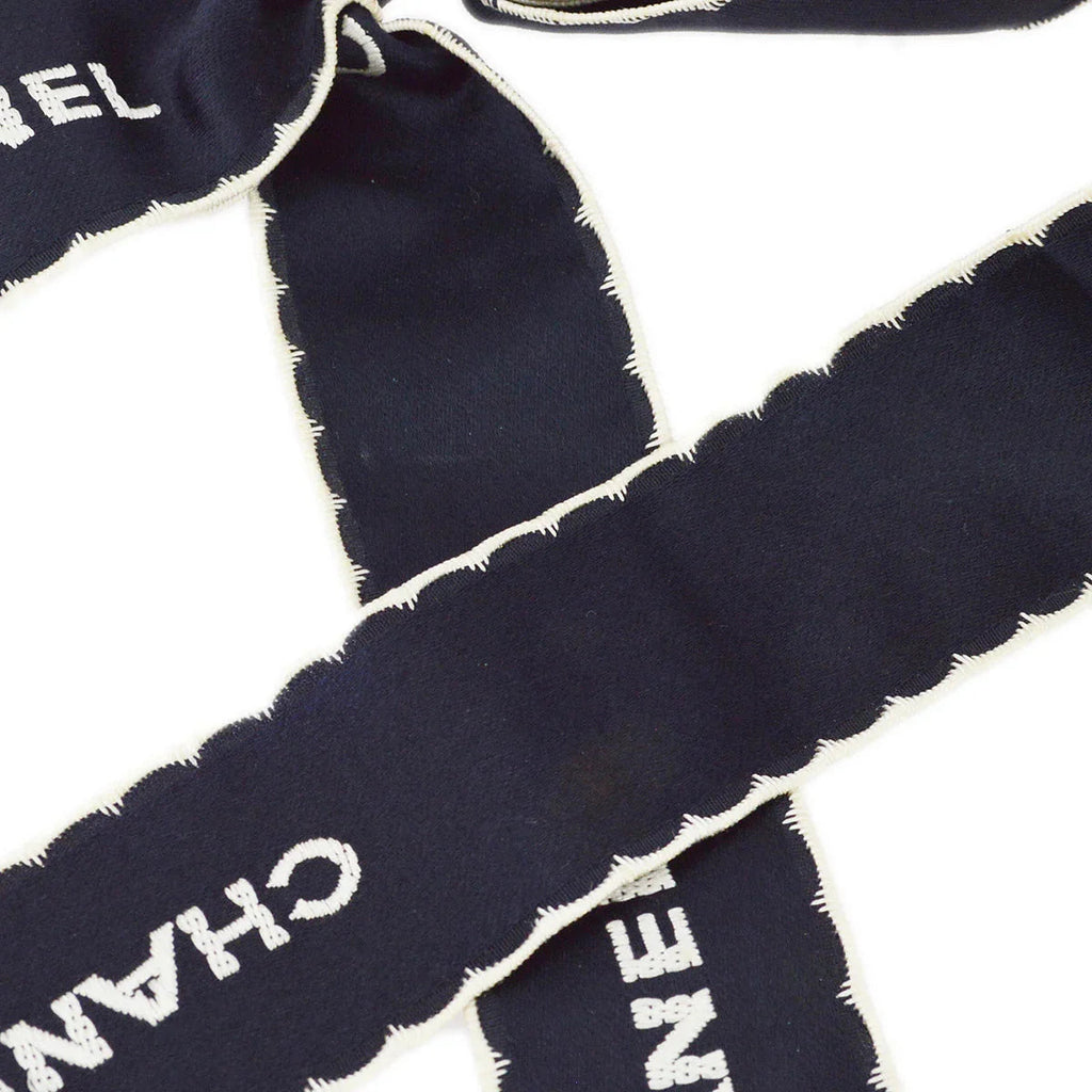 Chanel Bow Brooch Pin Navy