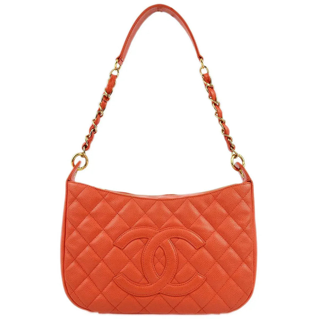 Chanel 2001-2003 Orange Caviar Shoulder Bag
