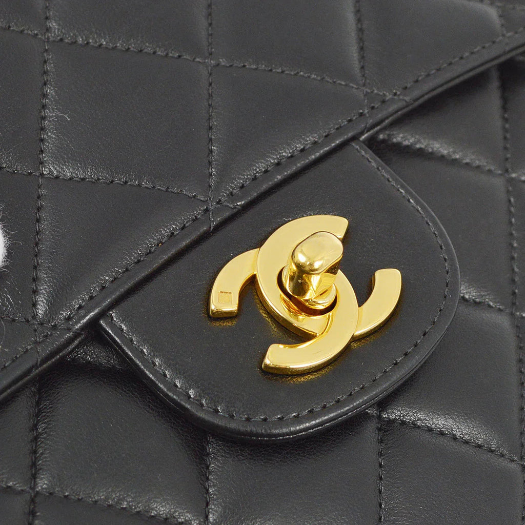 Chanel 1996-1997 Black Lambskin Double Sided Classic Flap Handbag