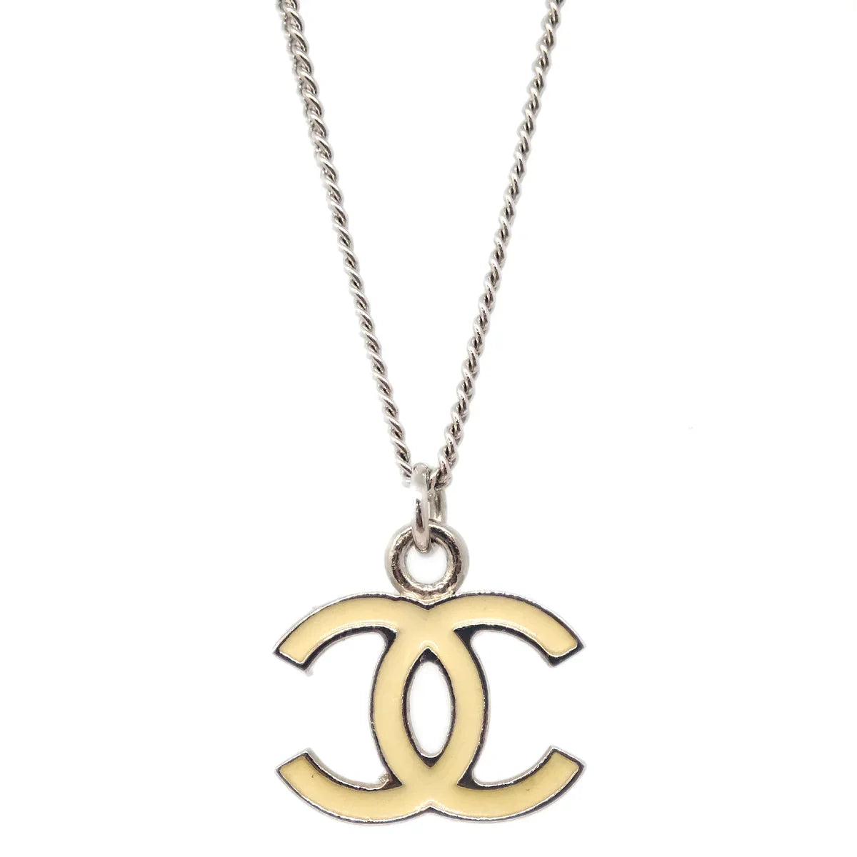 Chanel Chain Necklace Silver White 07V