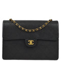 Chanel 1997-1999 Black Caviar Single Flap Shoulder Bag