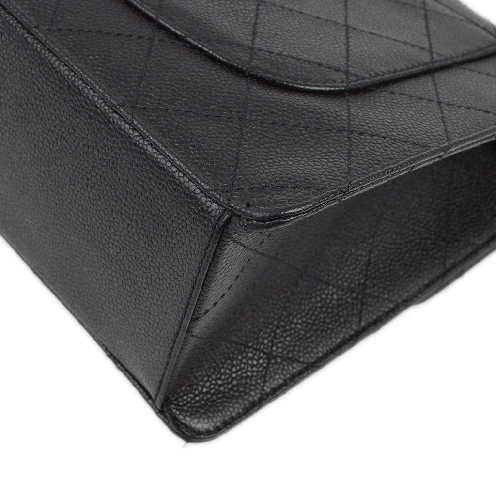 Chanel 1997-1999 Black Caviar Single Flap Shoulder Bag