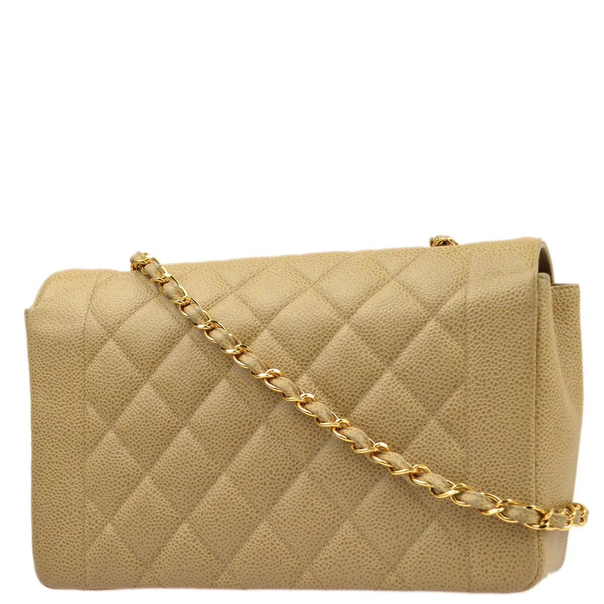 Chanel 1994-1996 Beige Caviar Medium Diana Shoulder Bag