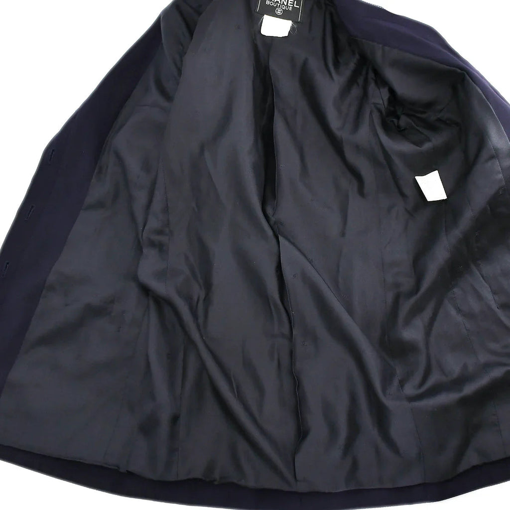 Chanel Single Breasted Jacket Navy 96P #34