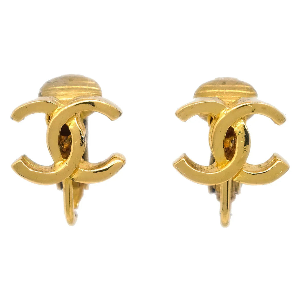 Chanel CC Earrings Clip-On Gold 233