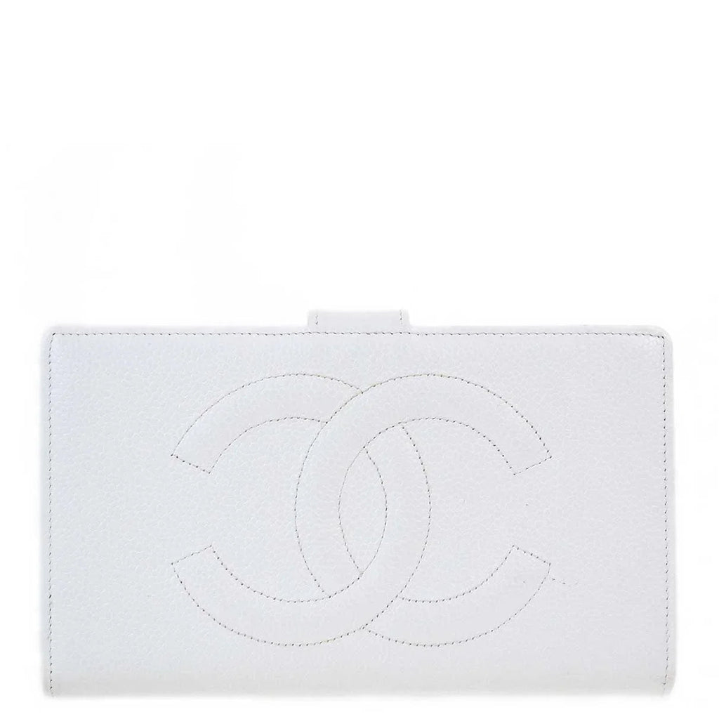 Chanel 1997-1999 White Caviar Bifold Wallet