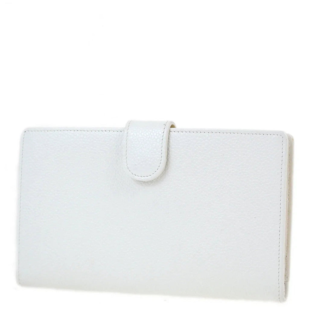 Chanel 1997-1999 White Caviar Bifold Wallet