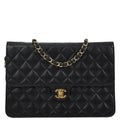 Chanel 2008-2009 Black Lambskin Turnlock Medium Half Flap Shoulder Bag