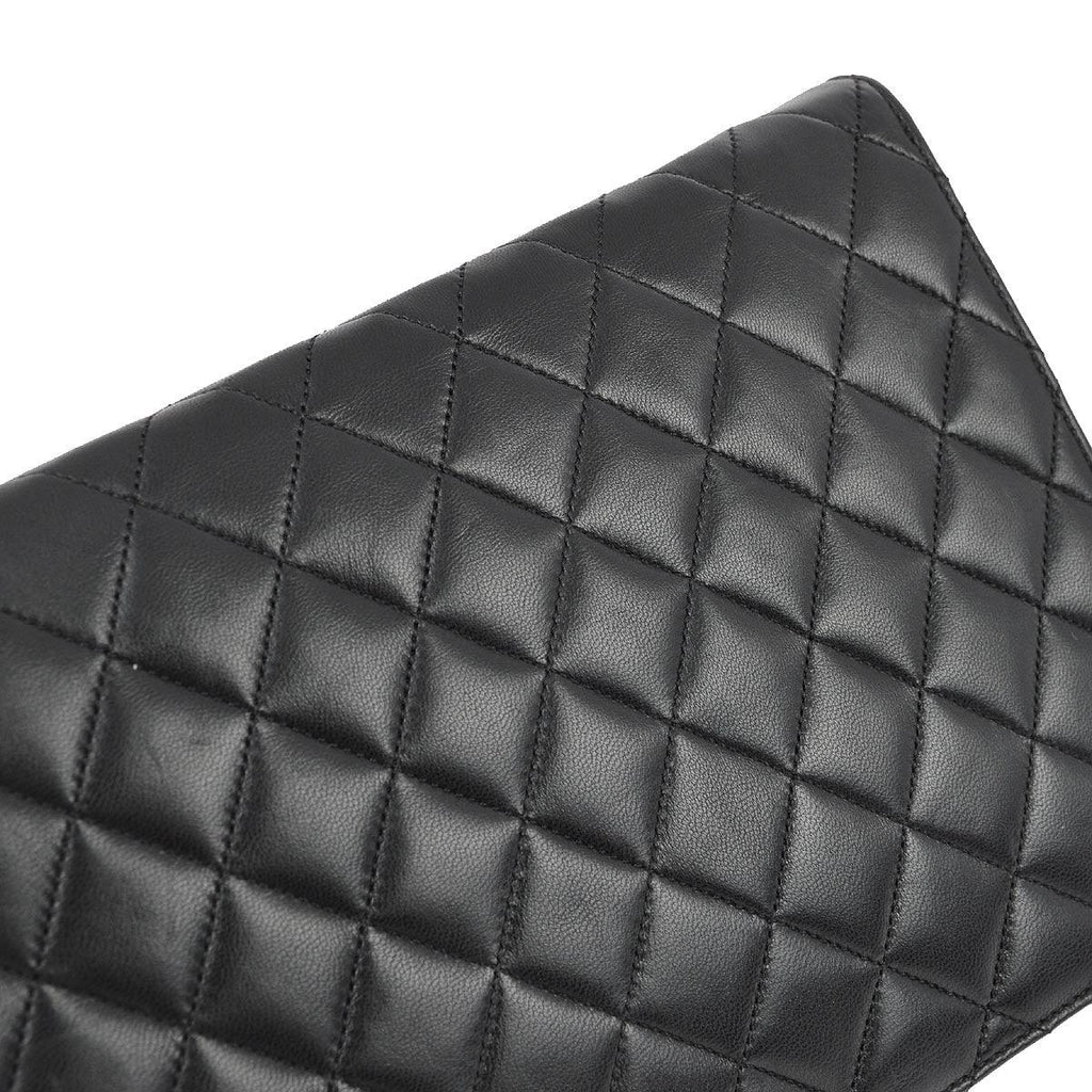 Chanel 2008-2009 Black Lambskin Turnlock Medium Half Flap Shoulder Bag