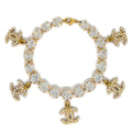 Chanel Rhinestone Bracelet Gold 96P