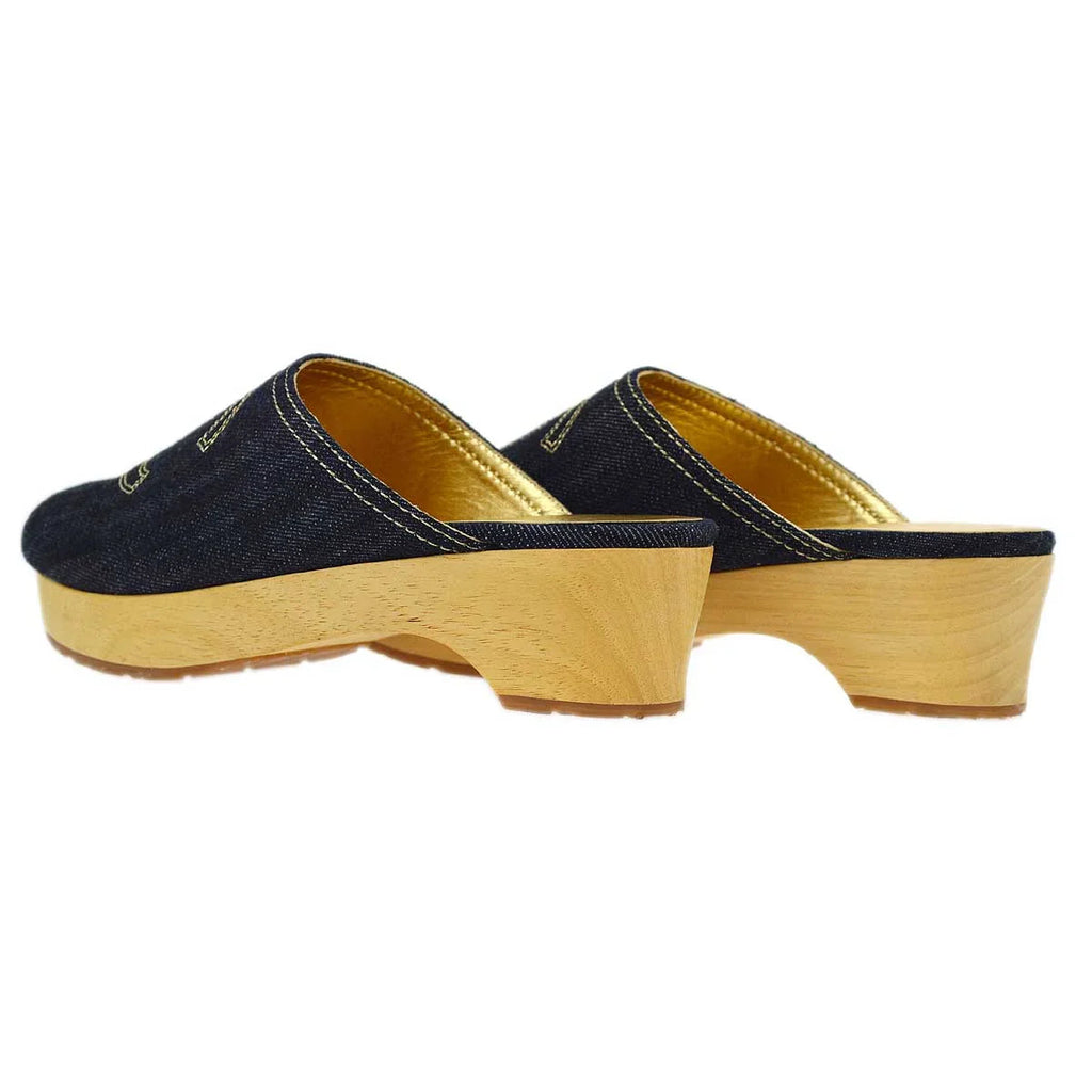 Chanel Navy Denim Sabot Sandals Shoes #35