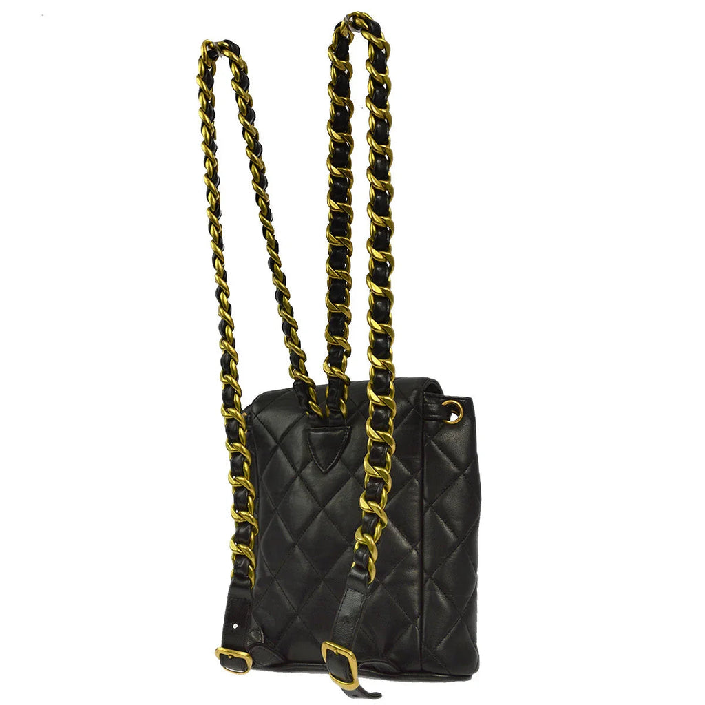 Chanel 1994-1996 Black Lambskin Duma Backpack Small