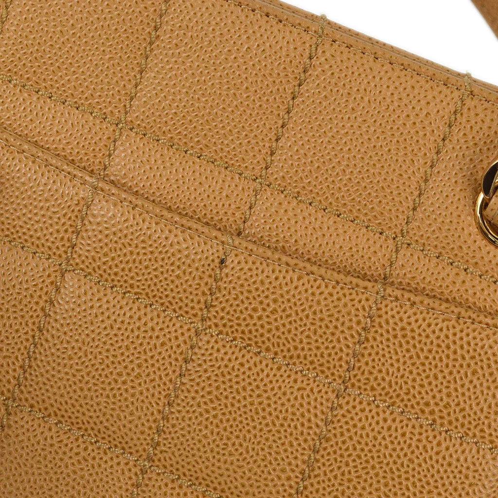 Chanel 2001-2003 Beige Caviar Wild Stitch Choco Bar Chain Handbag