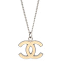 Chanel Chain Necklace Silver White 05A
