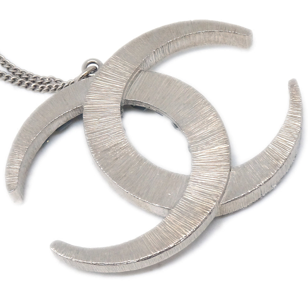 Chanel Silver Necklace Pendant Rhinestone B16C
