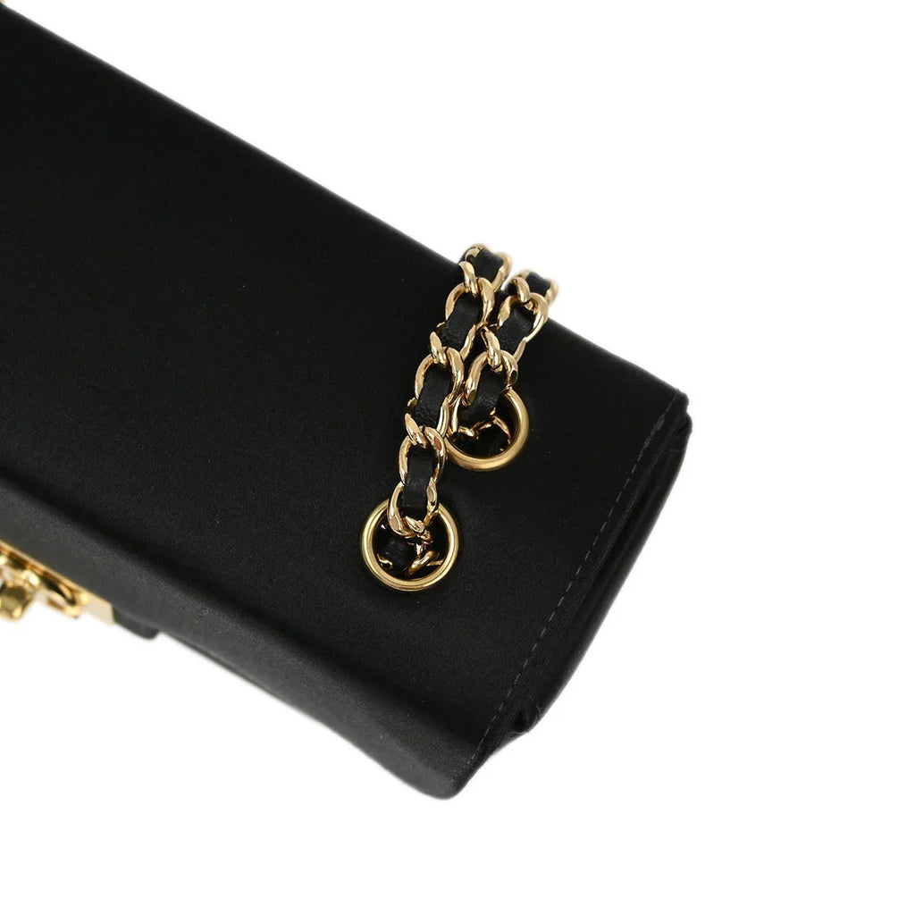Chanel * 2001-2003 Black Satin Chain Shoulder Bag