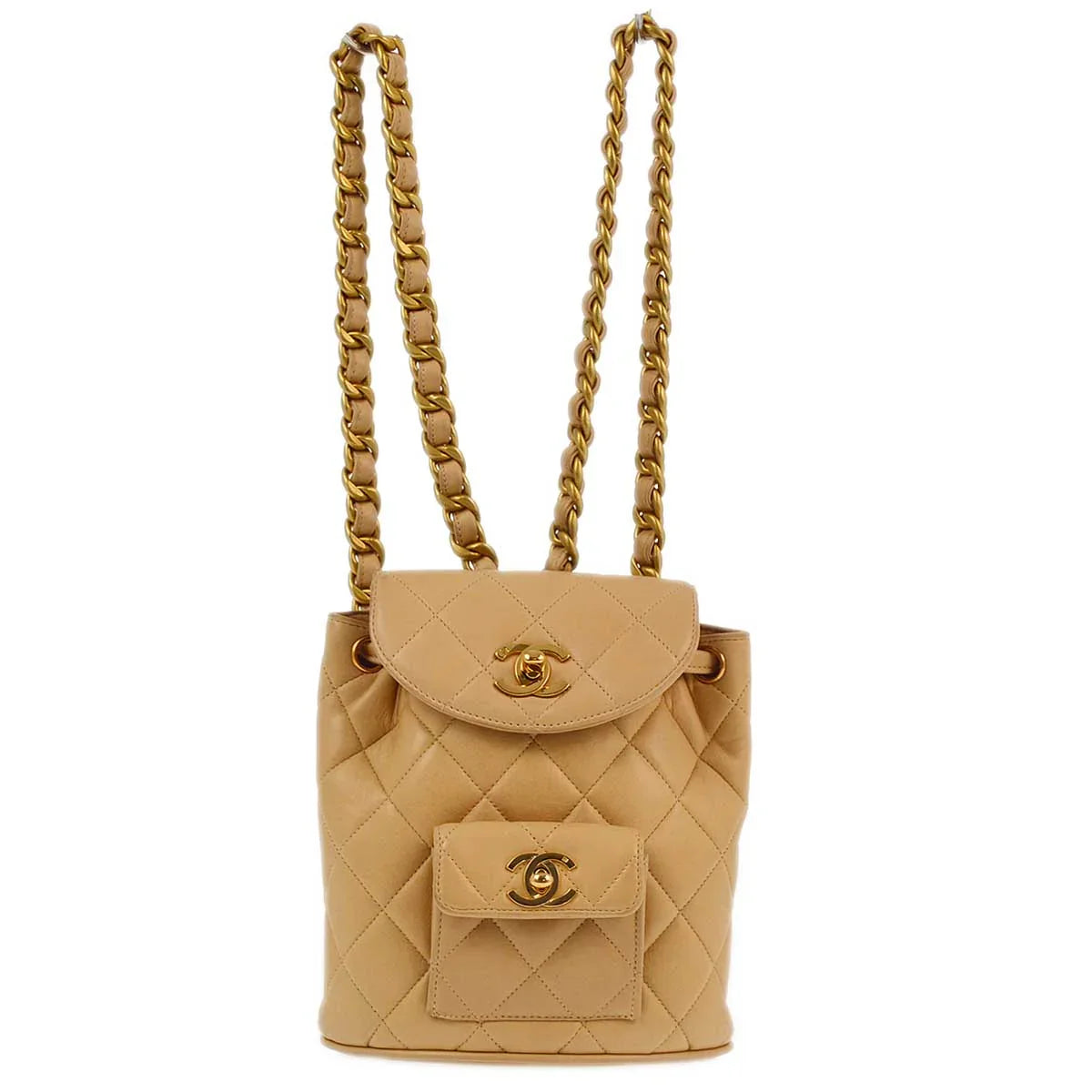 Chanel * 1991-1994 Beige Lambskin Duma Backpack Small