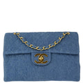 Chanel * 1989-1991 Blue Denim Maxi Classic Flap Shoulder Bag