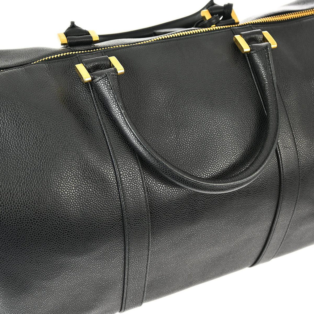 Chanel 1994-1996 Black Caviar 2way Duffle Shoulder Handbag