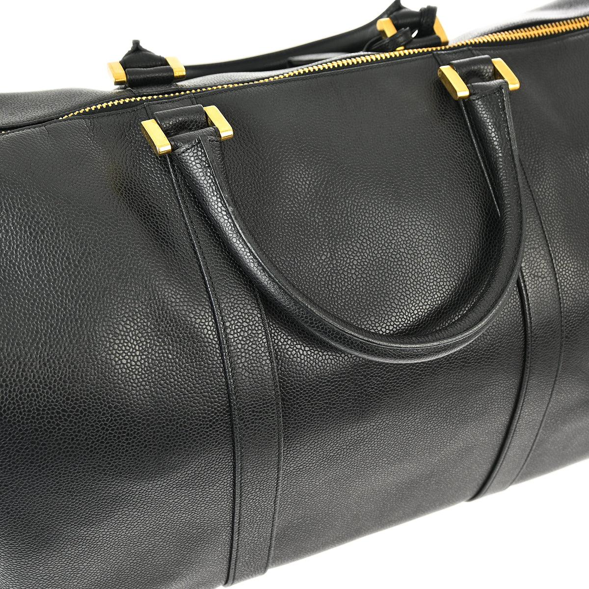 Chanel 1994-1996 Black Caviar 2way Duffle Shoulder Handbag
