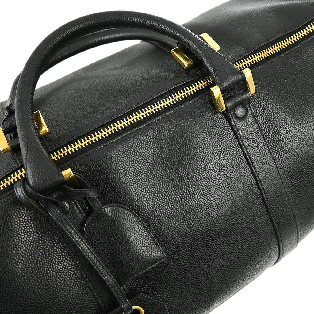 Chanel 1994-1996 Black Caviar 2way Duffle Shoulder Handbag