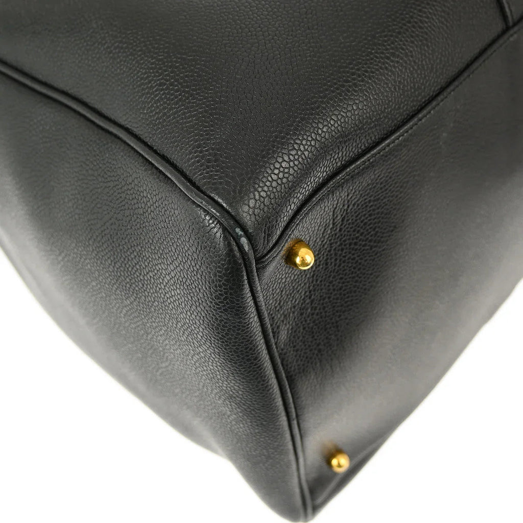 Chanel 1994-1996 Black Caviar 2way Duffle Shoulder Handbag