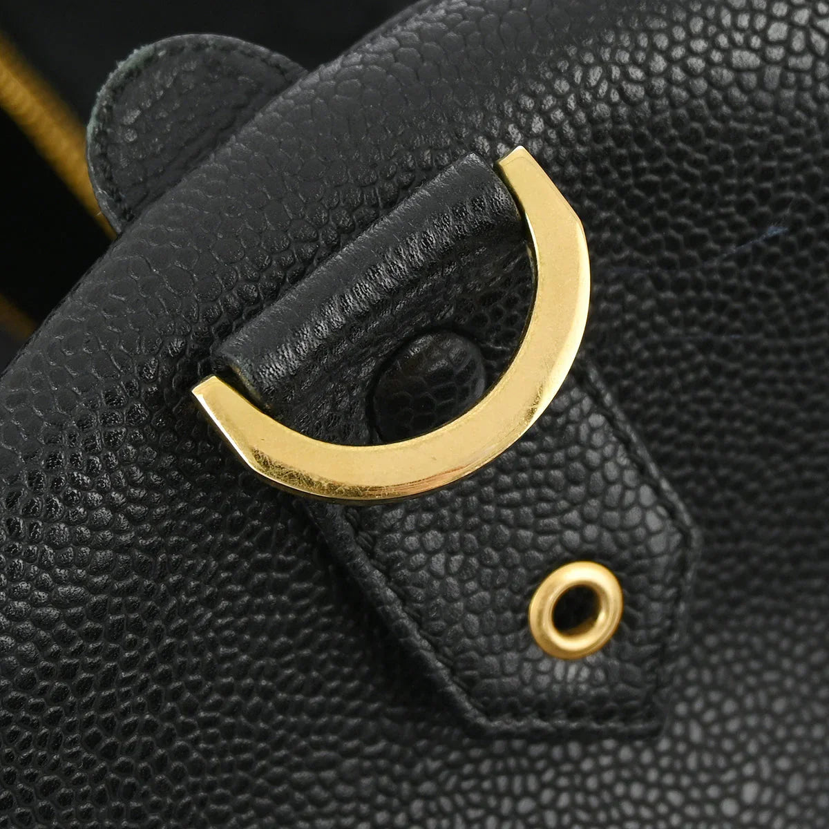 Chanel 1994-1996 Black Caviar 2way Duffle Shoulder Handbag