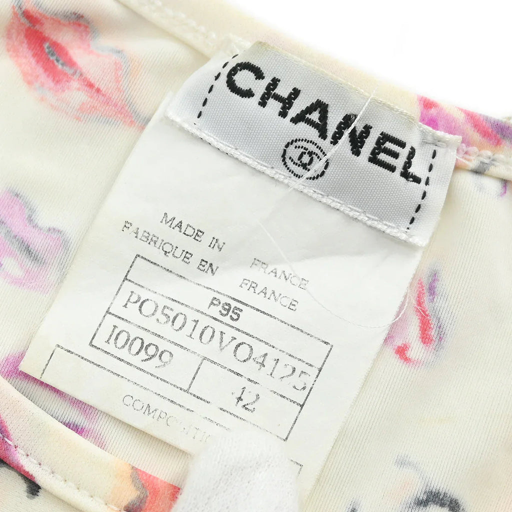 Chanel Lips Print  Cropped T-shirt Ivory P95 #42