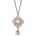 Chanel 2010 Silver Necklace Pendant Rhinestone 10V