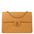 Chanel Beige Caviar Single Flap Shoulder Bag