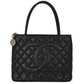Chanel Black Caviar Medallion Tote Handbag