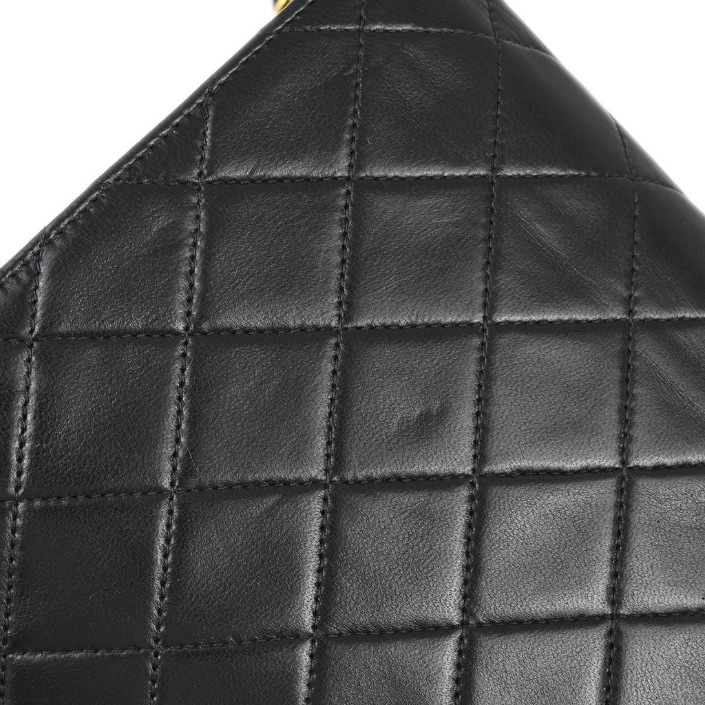 Chanel 2001-2003 Black Lambskin Turnlock Small Half Flap Shoulder