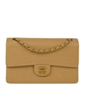 Chanel Beige Caviar Medium Classic Single Flap Shoulder Bag