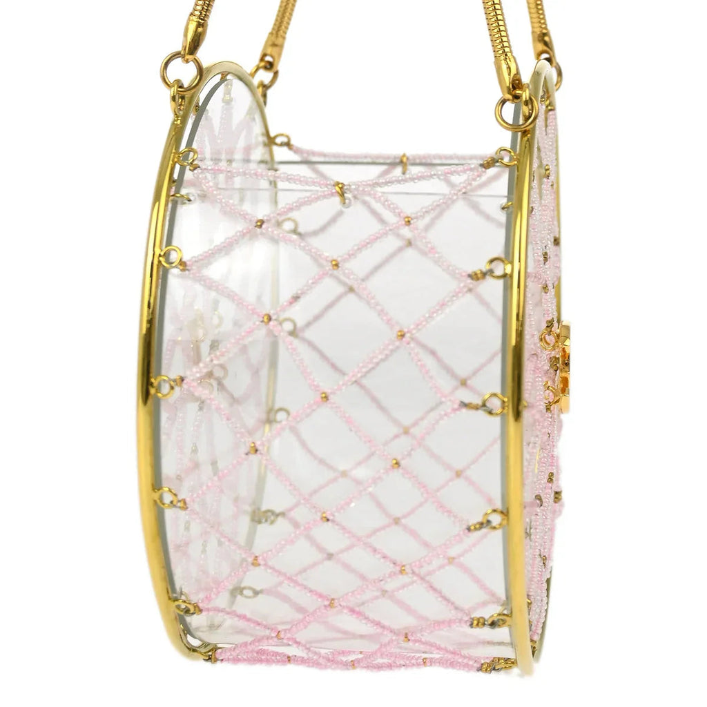 Chanel * 1990s Minaudiere Dreamcatcher Beaded Gold Transparent Round Circle Bag