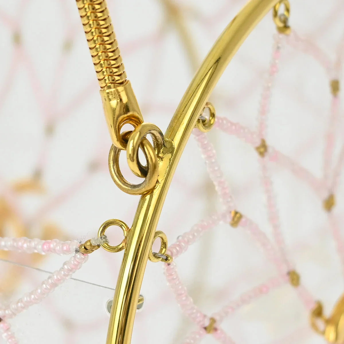 Chanel * 1990s Minaudiere Dreamcatcher Beaded Gold Transparent Round Circle Bag