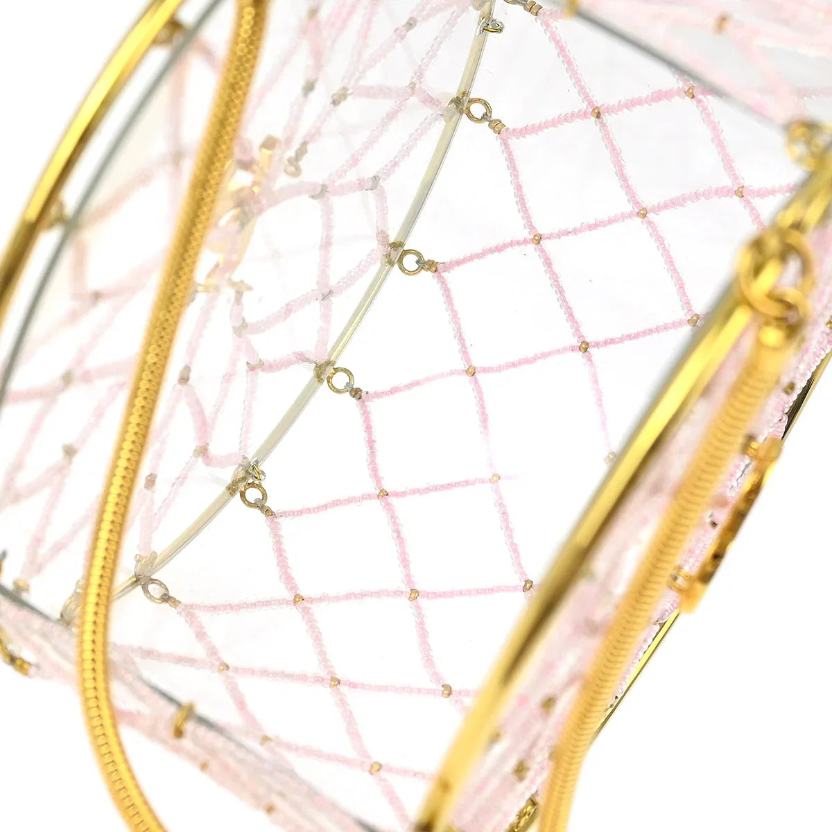 Chanel * 1990s Minaudiere Dreamcatcher Beaded Gold Transparent Round Circle Bag