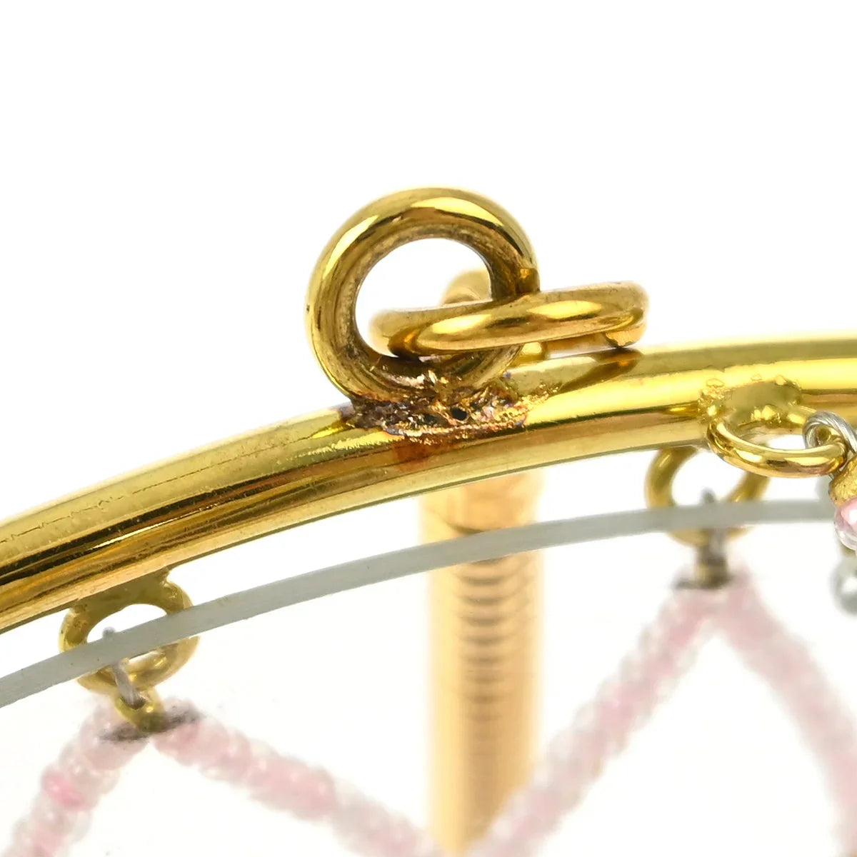 Chanel * 1990s Minaudiere Dreamcatcher Beaded Gold Transparent Round Circle Bag