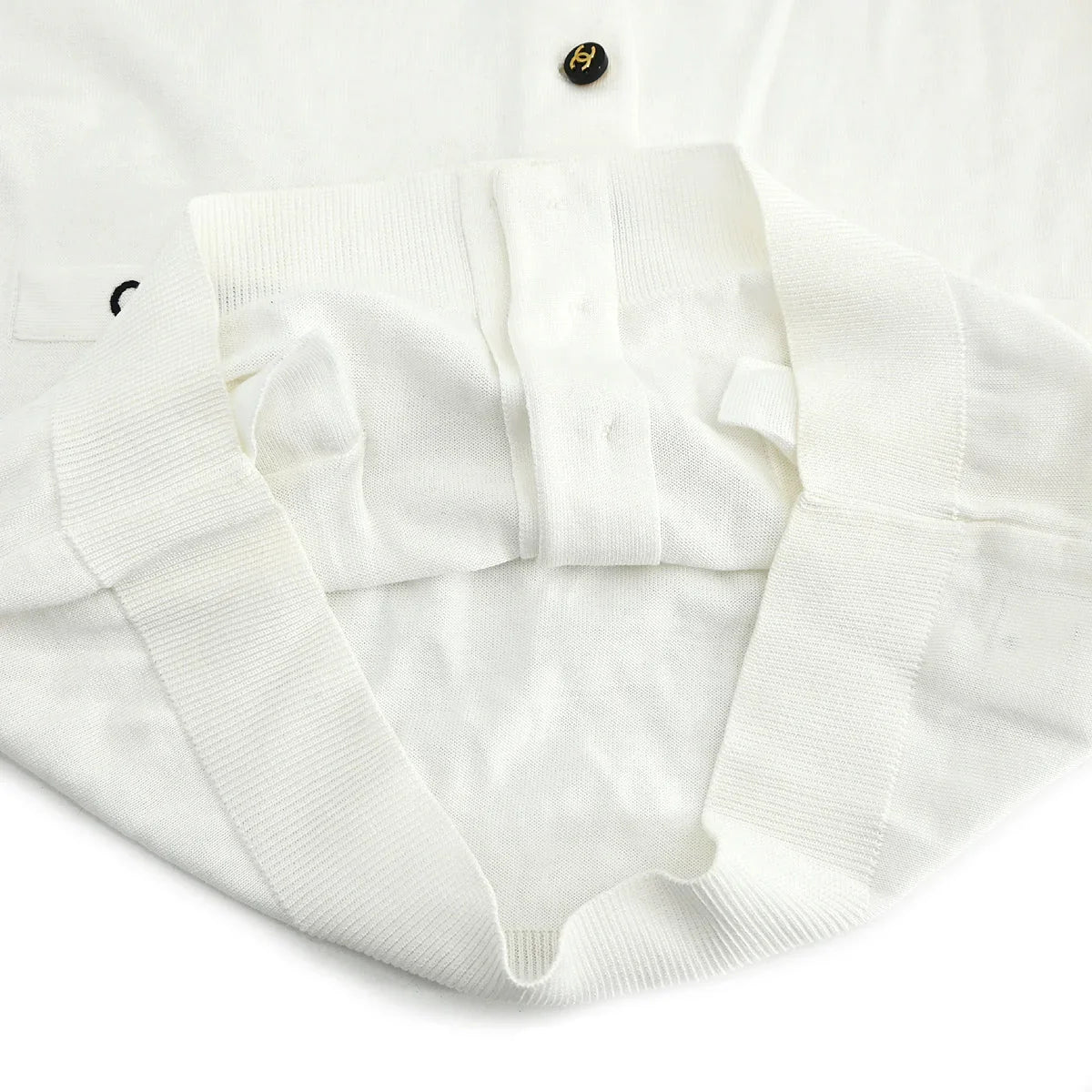 Chanel Short Sleeve Cardigan White #34