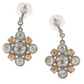 Chanel Dangle Pierced Earrings Rhinestone Silver A12V