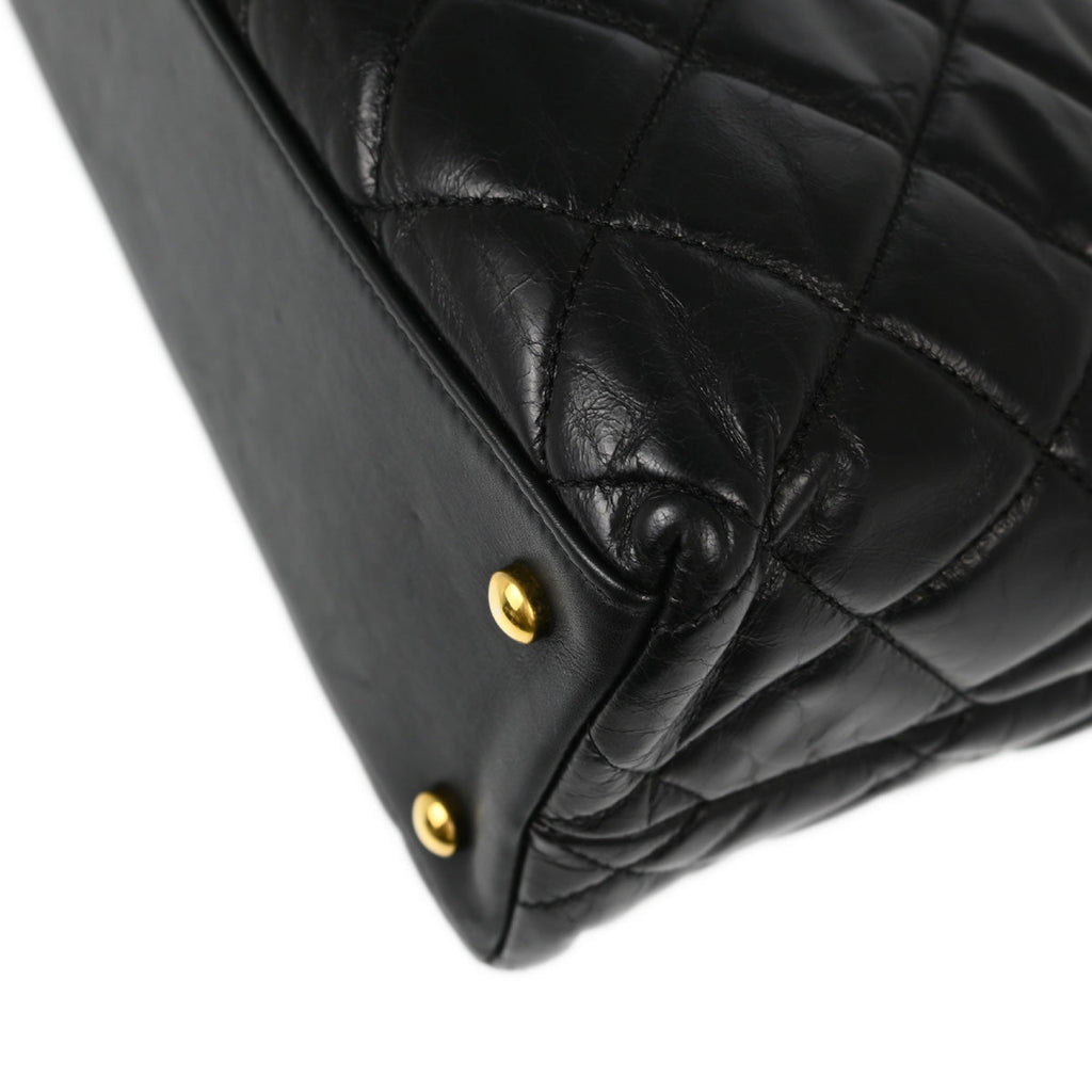 Chanel 2017 Paris in Rome Black Calfskin Castle Rock Tote 2way Handbag