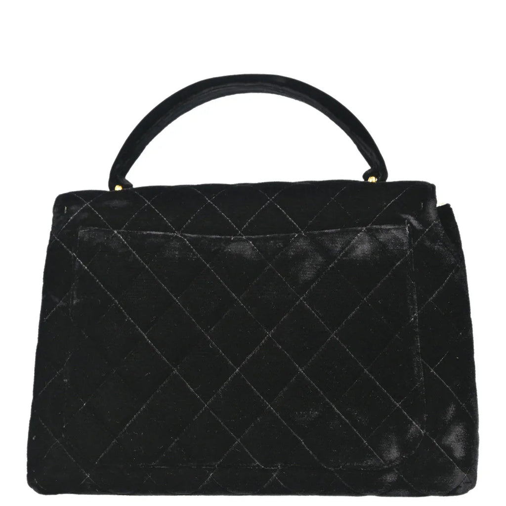 Chanel 1996-1997 Black Velvet Kelly Handbag