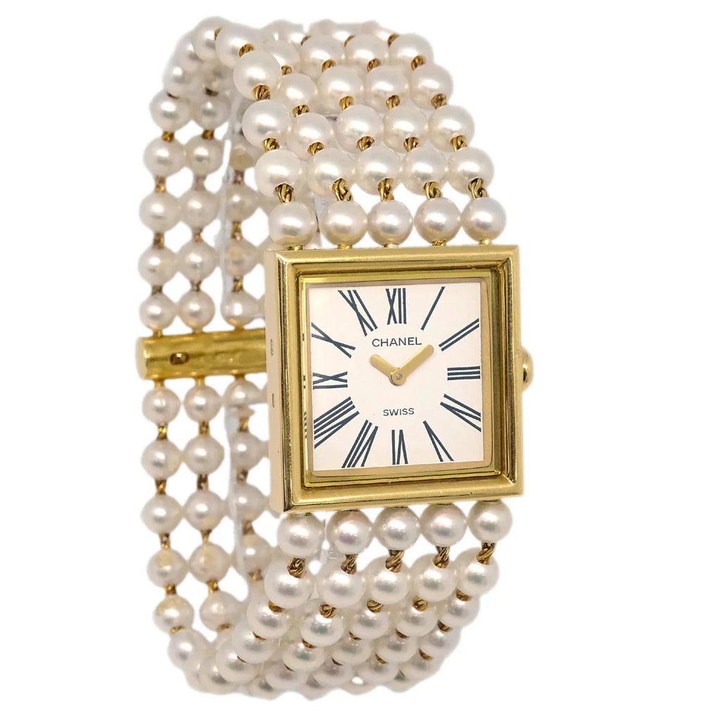 Chanel Mademoiselle Watch Quartz Pearl 18KYG #L