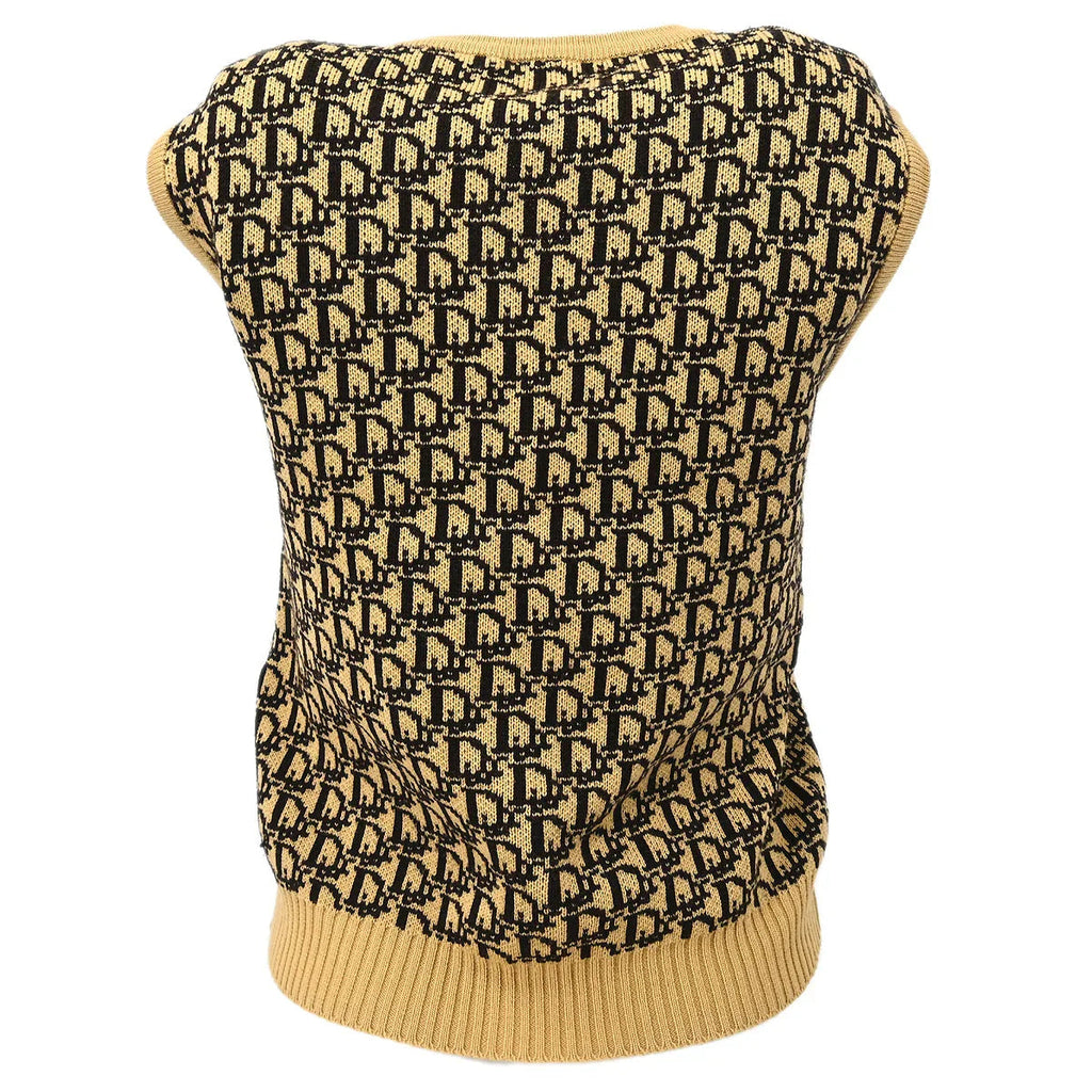 Christian Dior Sleeveless Vest Sweater Top Beige #M
