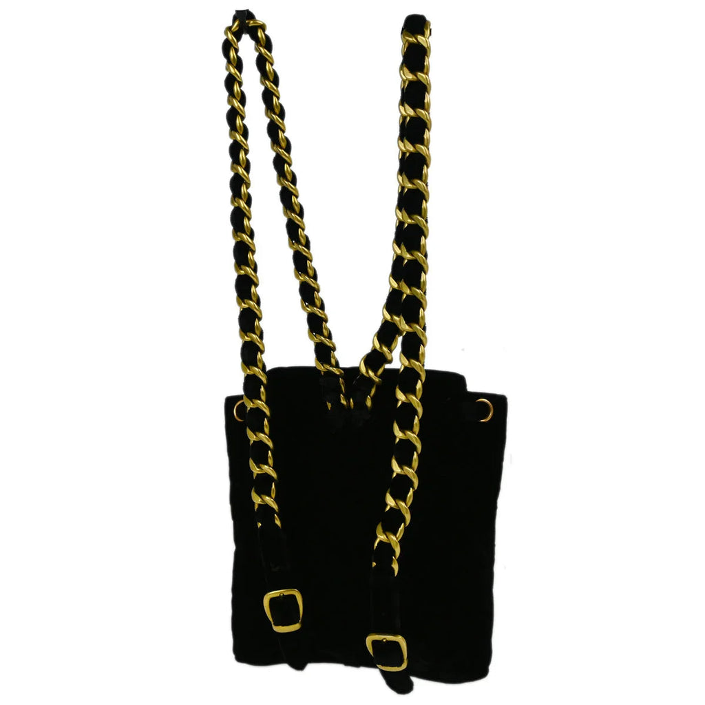 Chanel 1994-1996 Black Velvet Small Duma Backpack