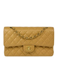 Chanel 2002-2003 Beige Caviar Medium Classic Double Flap Shoulder Bag