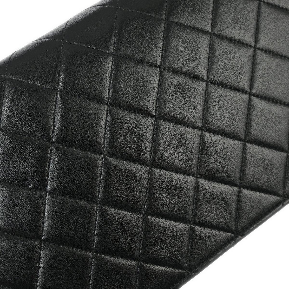 Chanel 1996-1997 Black Lambskin Pushlock Small Full Flap Shoulder Bag