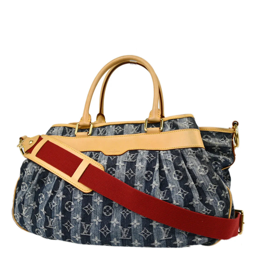 Louis Vuitton 2006 Blue Monogram Denim Cabas Raye GM 2way Tote M95336